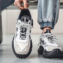 网红爆款男鞋夏季透气网面百搭运动休闲跑步厚底轮胎老爹男款潮鞋