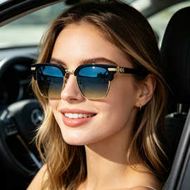 欧美新复古偏光眉毛架太阳镜女方框墨镜男眼镜跨境男款sunglasses