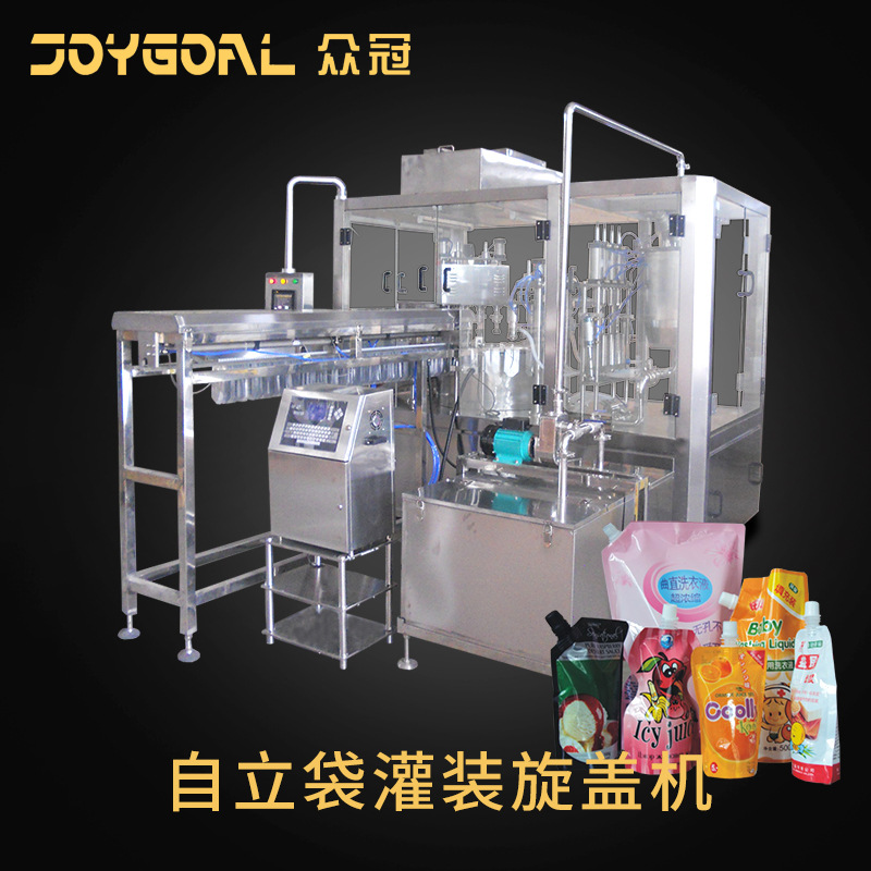 众冠ZLD4A豆浆酸鲜牛奶优格充填封口吸嘴袋灌装旋盖机全自动控制