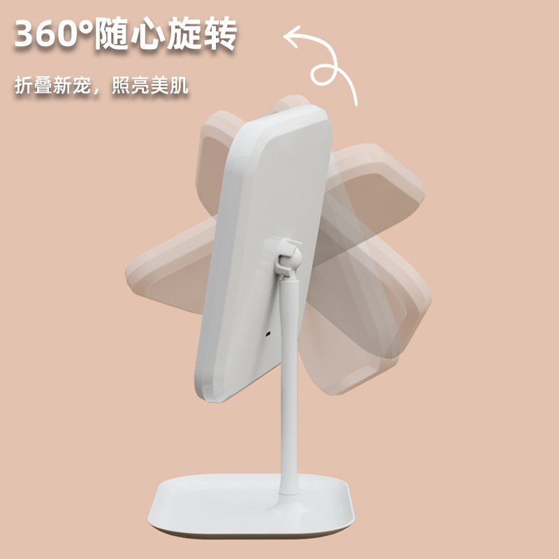 Espejo de maquillaje LED multifuncional de escritorio bandeja de almacenamiento de escritorio espejo de maquillaje de escritorio espejo de maquillaje de mejora de iluminación espejo de maquillaje