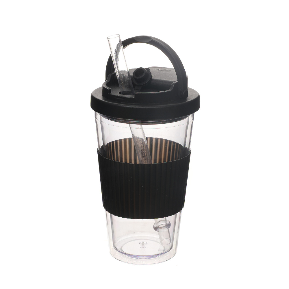 Nuevas tazas de paja de doble cubierta de bebida, tazas de plástico portátiles de alta calidad de verano al aire libre, tazas de agua de grado alimenticio