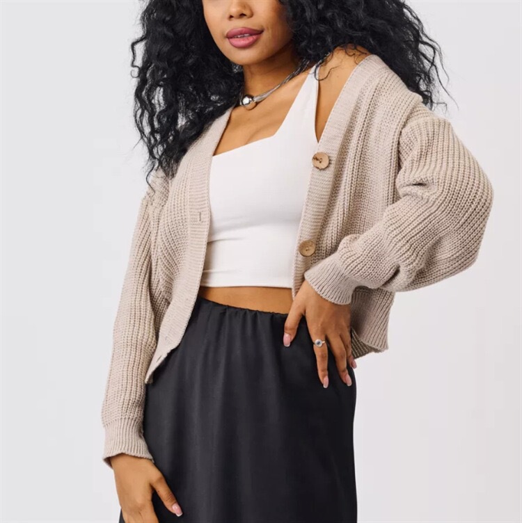 Source Manufacturer European and American Style Solid Color Three-Button Knitted Cardigan Sweater Jacket for Women