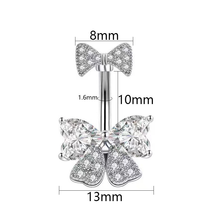 Navelpiercing strik met zirkonia en koper sieraden voor dames_voghion.com