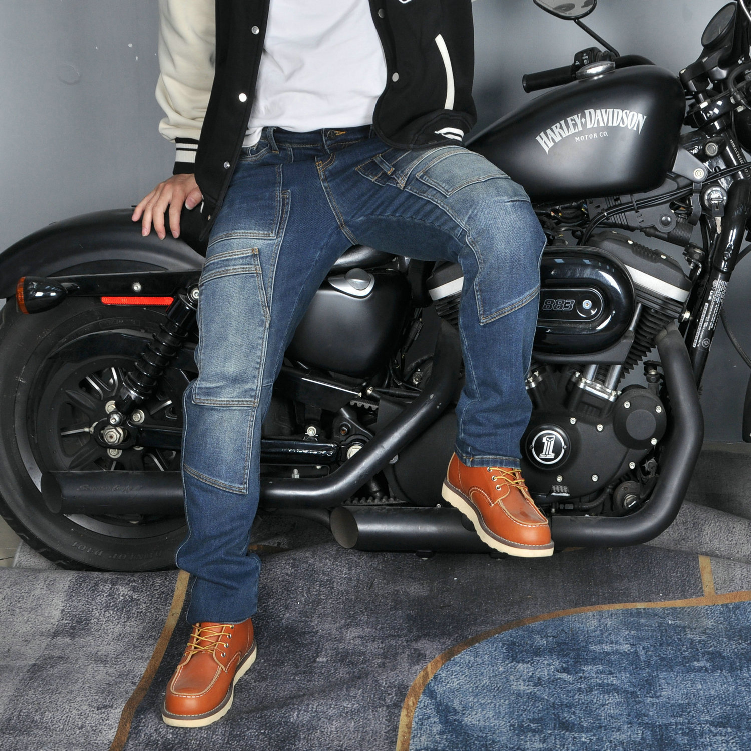 VOLERO jeans de motocicleta hombres y mujeres herramientas casuales múltiples bolsillos guapos motocicleta todoterreno pantalones anti-caída