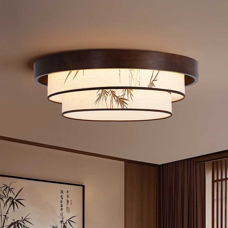 Estética de estilo Song sala de estar luz de techo Zen nuevo estilo chino de bambú pintura paisaje lámpara de techo dormitorio comedor lámpara 488L