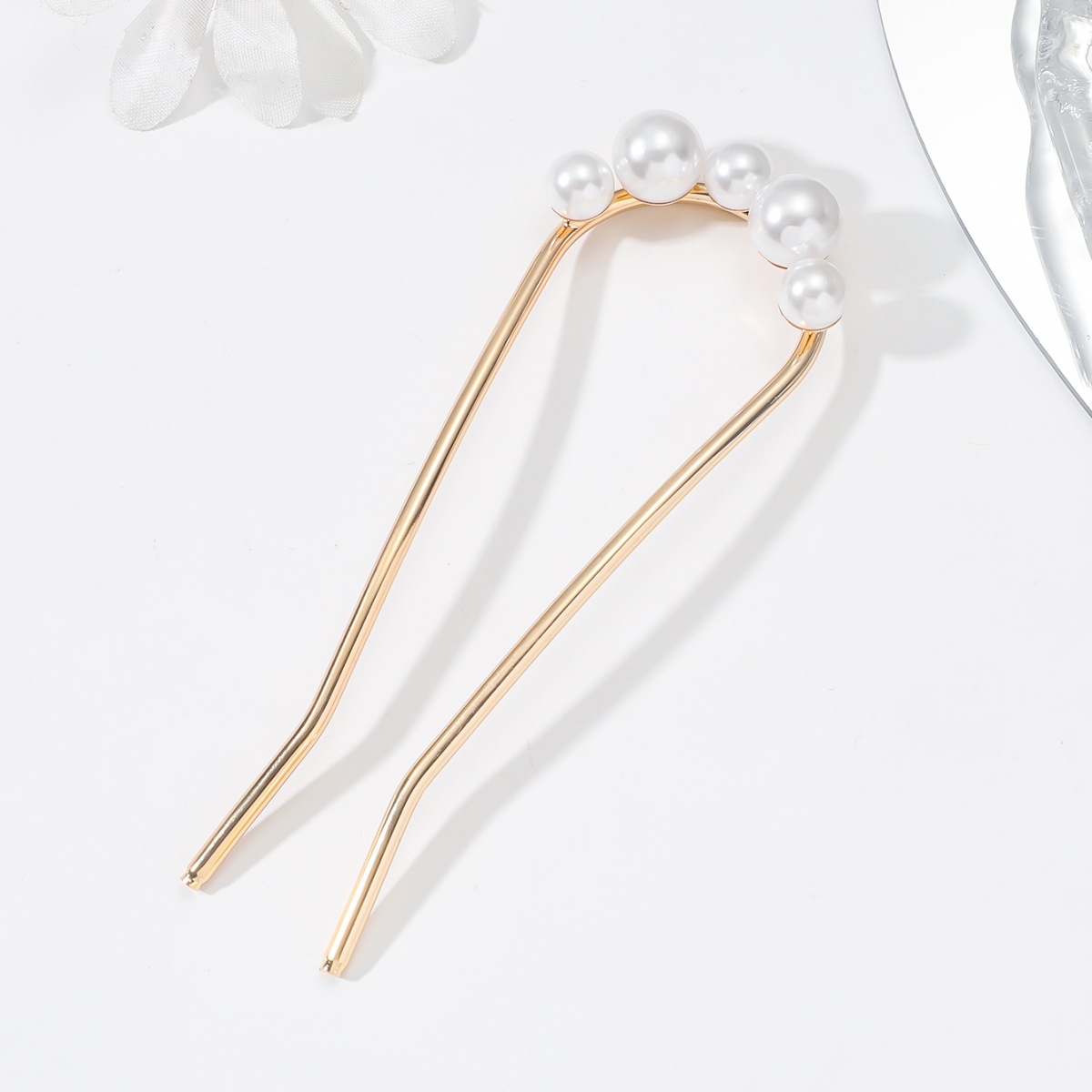 Celebridad de Internet chino en forma de U horquilla updo clip perla horquilla de alto grado estilo antiguo horquilla tocado horquilla accesorios para el cabello para mujeres