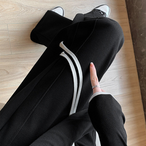 New style simple sweatpants for women in spring and autumn 2026 high waist and hanging loose straight casual pants banana wide-leg pants