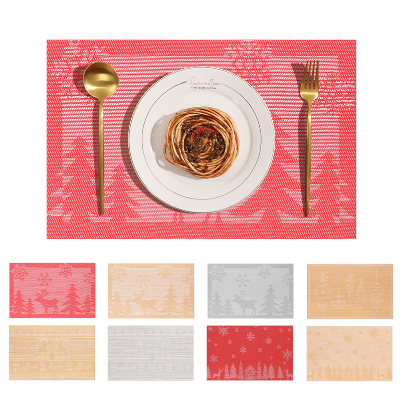 Elementos de almohadilla de Navidad rectangular simple almohadilla de comedor occidental aislante de tazas almohadilla de decoración de platos de comedor caseros de Navidad limitada