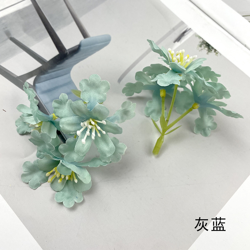 Simulación de 3 horquillas racimos de flores de hierba pequeña diy material de horquilla fabricación de flores falsas estilo ins decoración de ramillete Hanfu