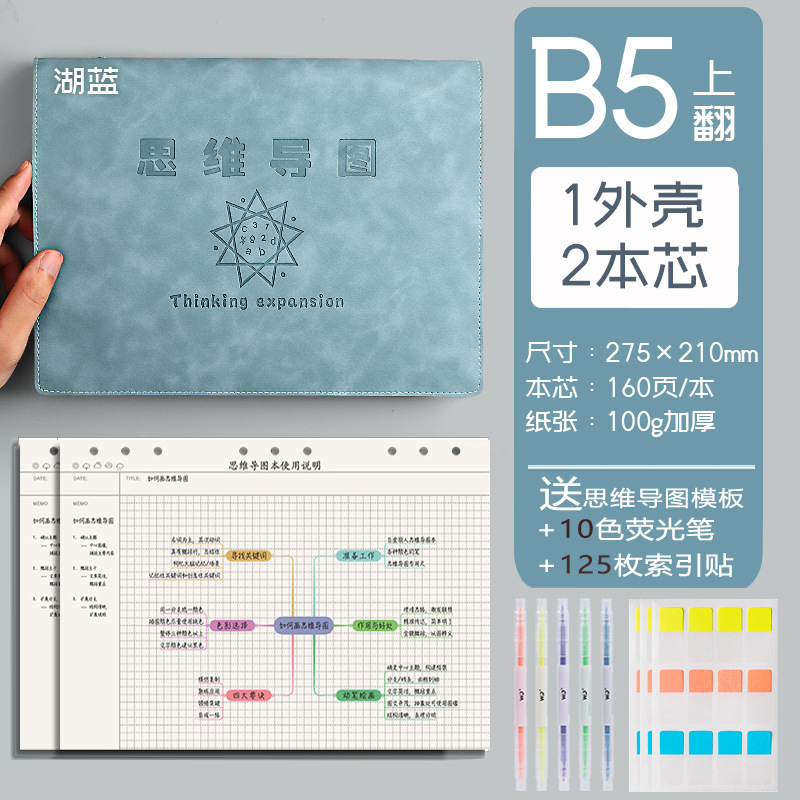 Mapa de la mente cuaderno a4B5 cuaderno de hojas sueltas desmontable estudiante simple examen de ingreso de posgrado Aprendizaje de cuero suave en stock al por mayor