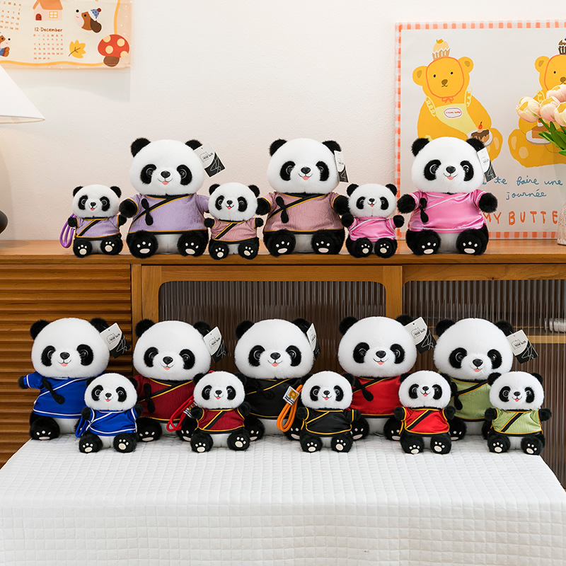 Tesoro nacional panda muñeca colgante Tang traje chino Chengdu panda muñeca regalo de cumpleaños impresa logotipo juguetes de peluche