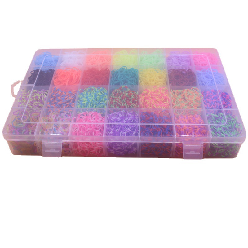 Pulsera DE LOS NIÑOS transfronterizos DIY banda de goma hecha a mano 28 rejilla Arco Iris banda de goma tejida Amazon Venta caliente regalo