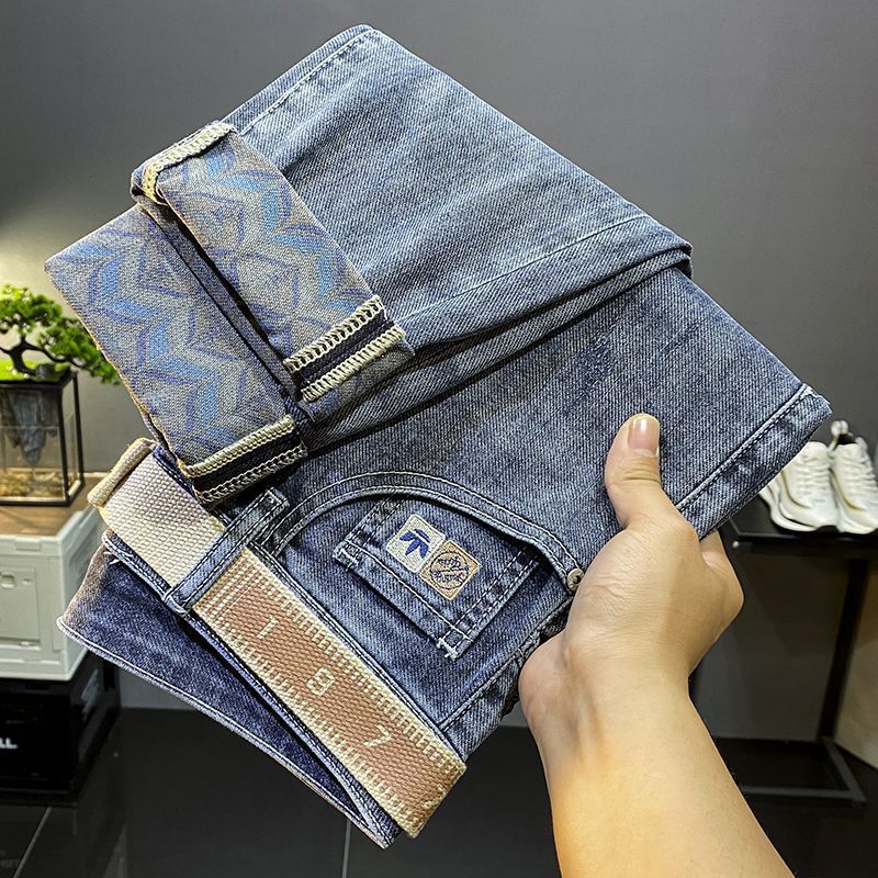 Spring 2024 Blue Denim Restoration Antique Dressed Jeans Fashionable All-match Small Feet Fashionable Washable Jeans Trendy