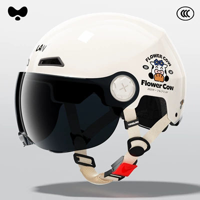 Sun Protection Uv Summer Half | Motosiklet kaskı (dəbilqə) - 3c-flower-cow-sunscreen-short-glasses-class-a-new-national-standard-one-size-fits-all