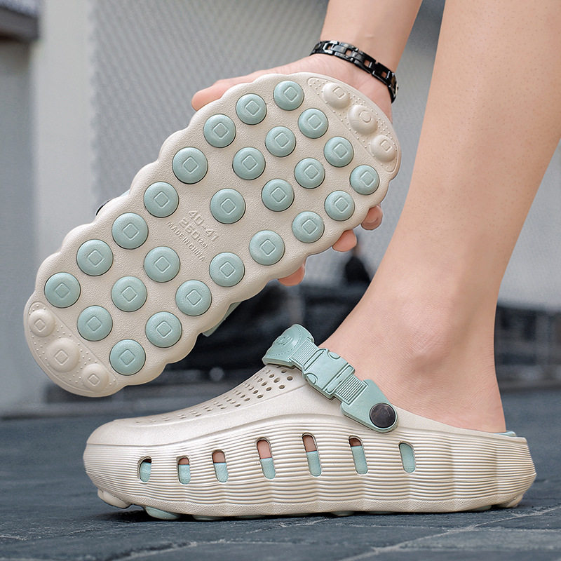 Dép nam kiểu clog mũi kín chống trượt, dép sandal thể thao đi biển và ngoài trời — 918 cam trắng, 918 hồng hoa anh đào trắng, 918 xanh sương mù, 918 xám nhạt xám đậm