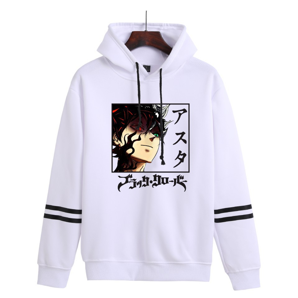 Nuevo estilo transfronterizo popular popular japonés riman black de cuatro hojas-Black Clover más suéter con capucha de terciopelo para mujer