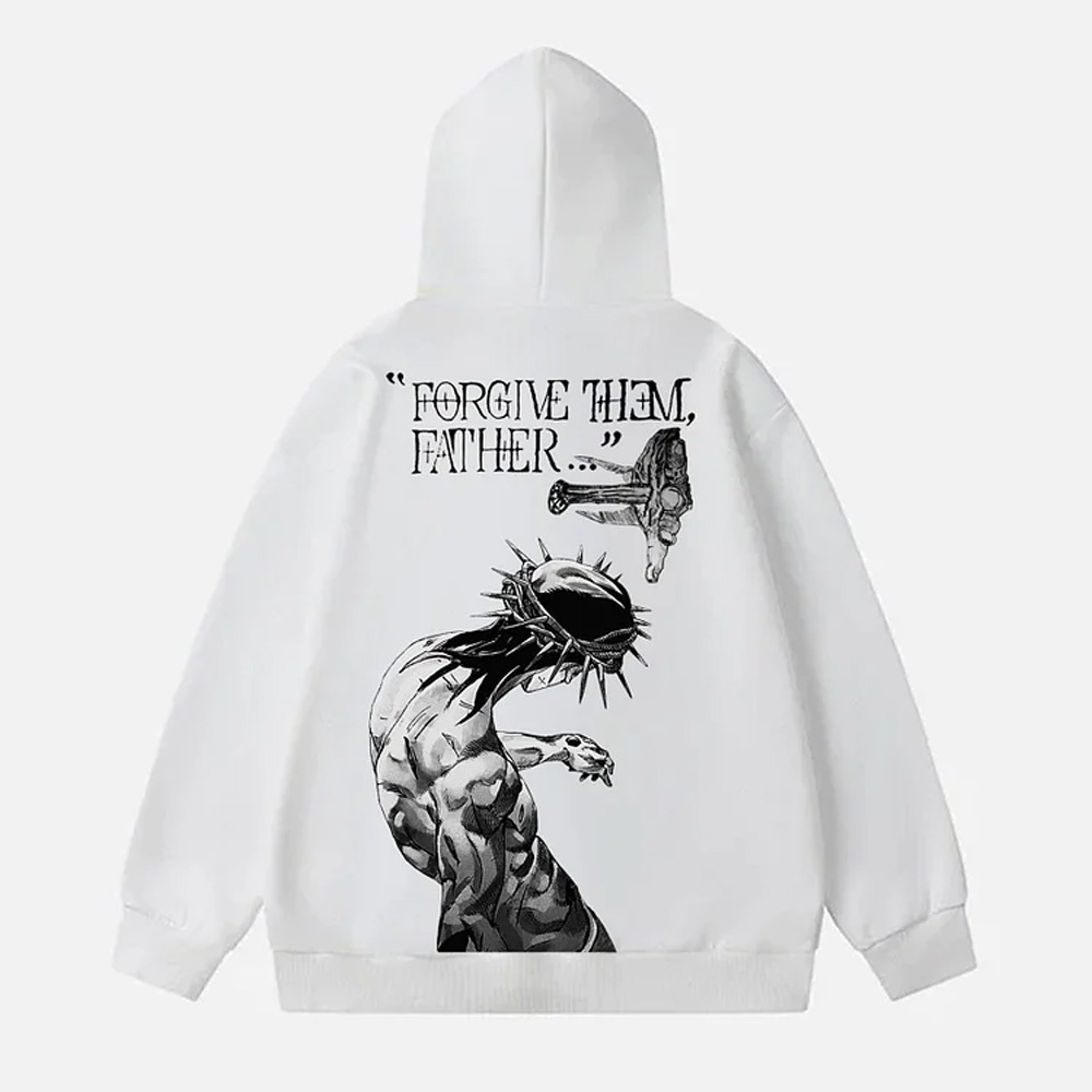 Men's Forgive Them Father Bible Verses Print Hoodie Fall