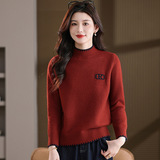 新款加厚圆领女毛衣冬天保暖洋气妈妈宽松针织打底衫年轻款上衣女，女装针织衫/毛衣，妃慕昵服饰