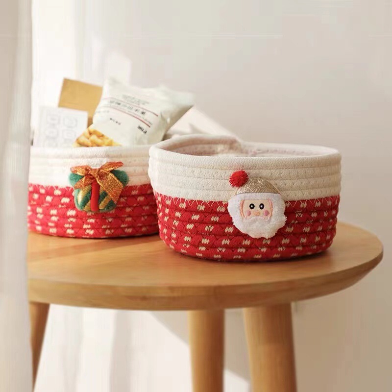 Cotton rope woven desktop storage basket cosmetics hallway small object key remote control storage box wedding Christmas Cotton rope woven desktop storage basket cosmetics hallway small object key remote control storage box wedding Christmas