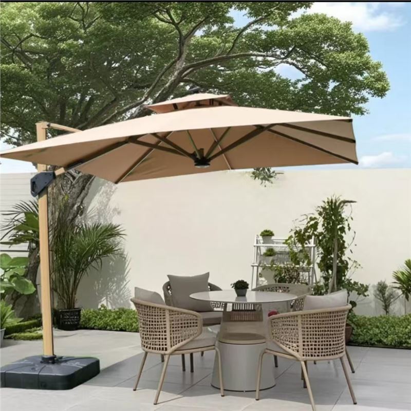 Outdoor Parasol Solar Ledd Light Roman Umbrella Outdoor Garden Sun Umbrella Courtyard Outdoor Terrace Awning