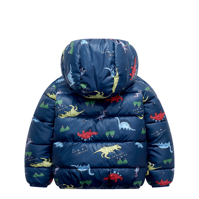 2022 new children's and middle school children's thickened hooded down cotton jacket short cartoon boys' and girls' jacket