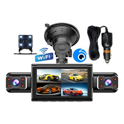 Cross-border high-definition 4-camera dashcam with interior Driving recorder - front-camera-left-camera-right-camera-rear-camera-wifi-connectivity