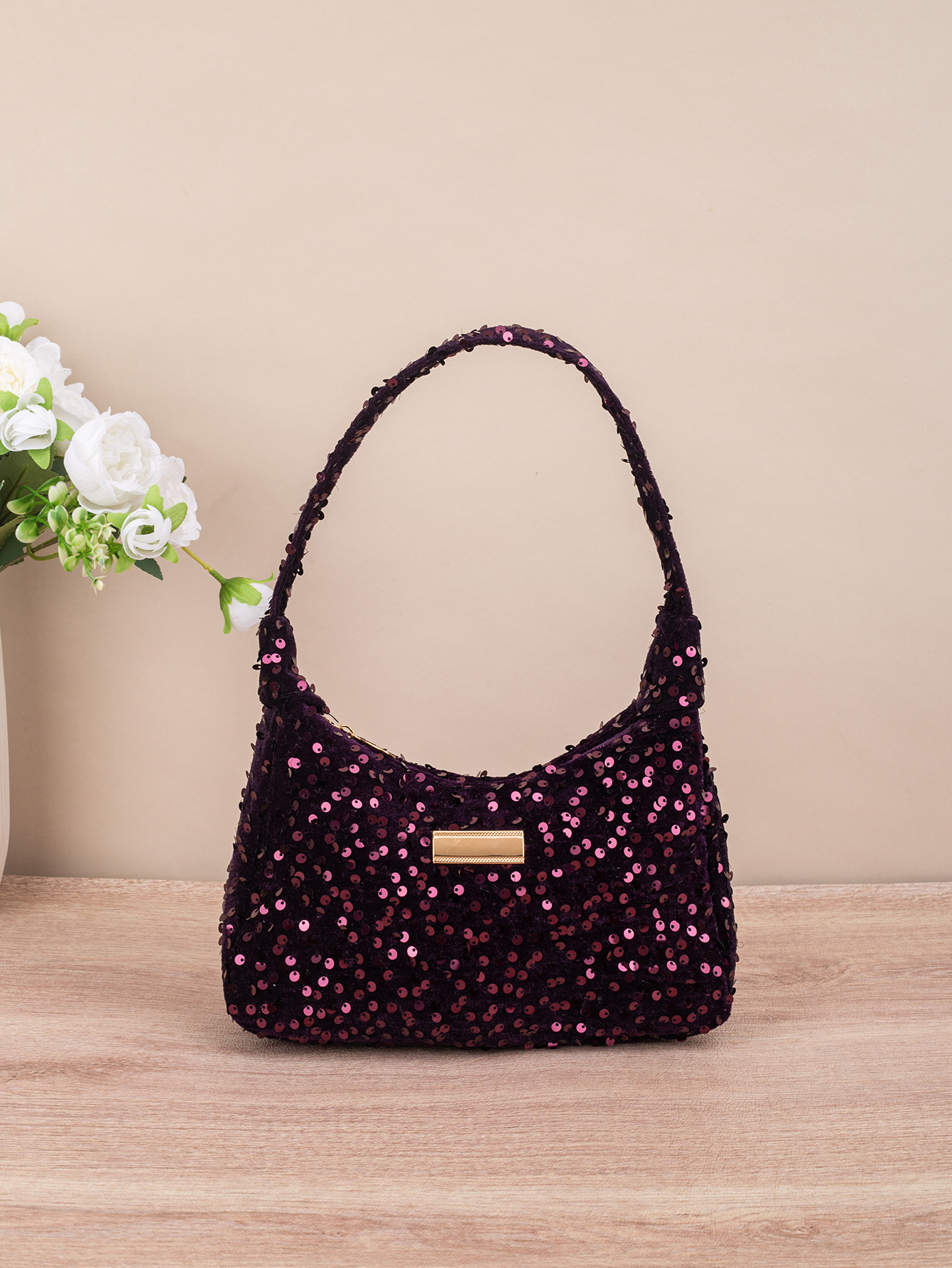 Bolso de moda de color sequilla de mujer bolso de hombro de verano blingbling nicho personalidad bolso de mano de cuerda