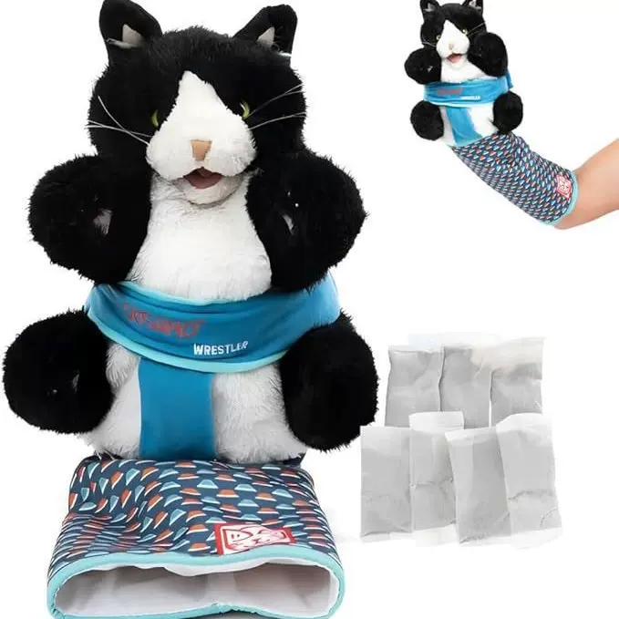 跨境新品 Cats Puppet Wrestler 摔跤手猫咪手偶毛绒动物玩具