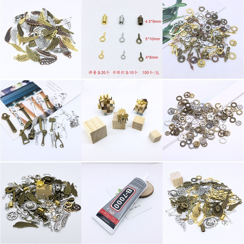 DIY Handmade Wooden Robot Keychain Necklace Creative Pendant Materials Steampunk Team Building Activities