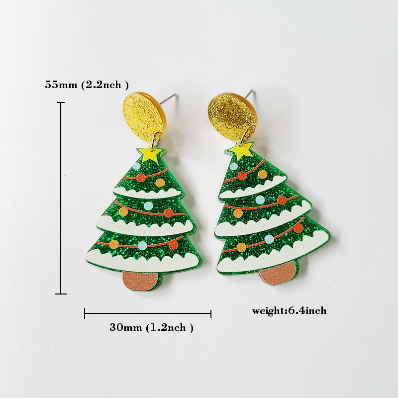 Estilo De Dibujos Animados Árbol De Navidad Alpaca Arílico Mujeres Aretes 1 Par display picture 2