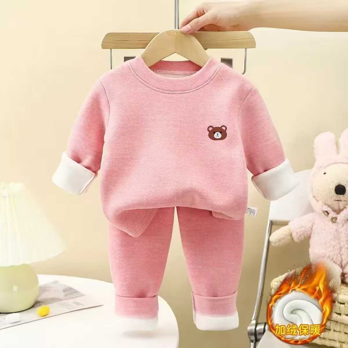 Trajes de calentamiento para niños más terciopelo engrosado otoño y invierno nuevo bebé ropa interior de fondo ropa interior de otoño para niños pantalones de otoño para niños