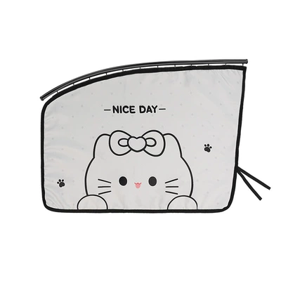 Protection Heat Insulation Baby Car — Car curtains - embedded-bow-cat-curtain-passenger-beige