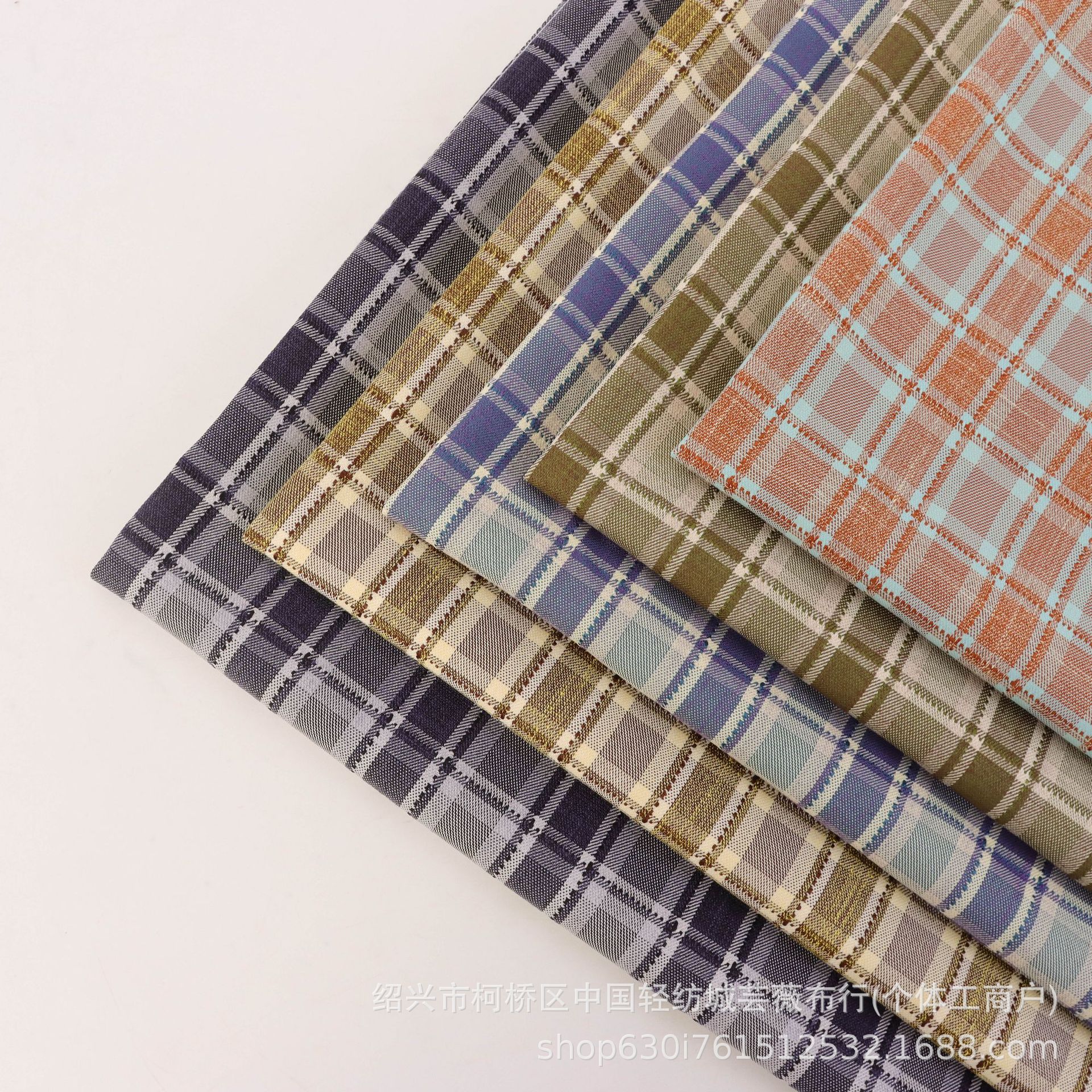 新品现货TR弹力提花格子布西装连衣裙裤子衬衫童装工作服适用秋冬