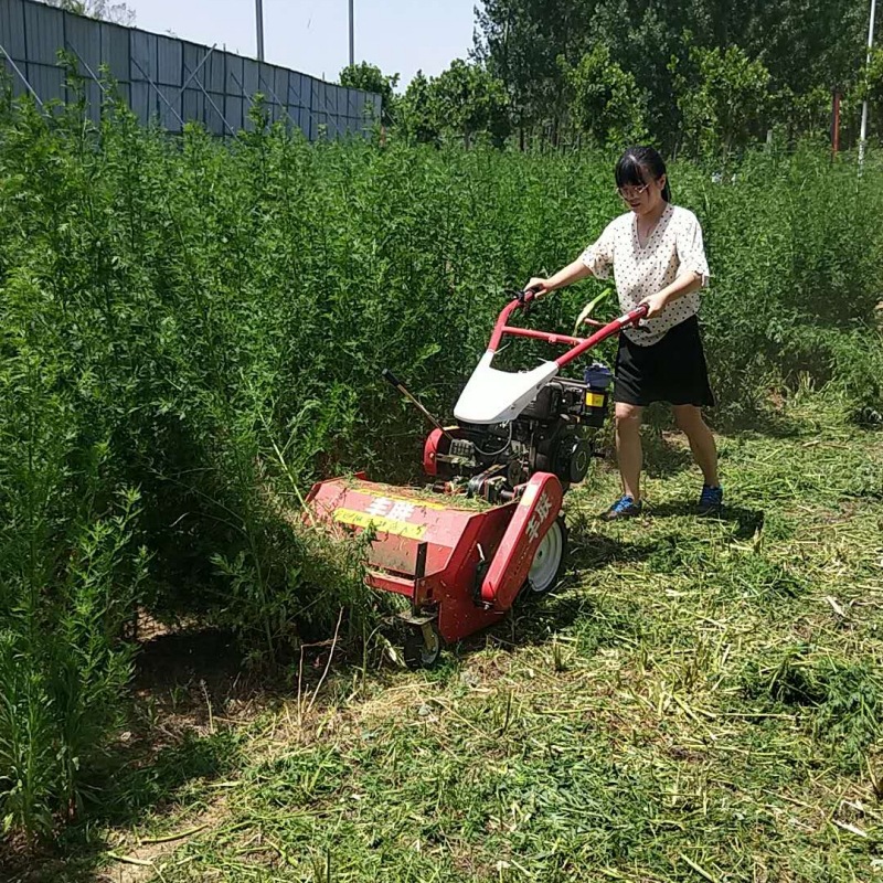 批发自走式柴油割草机家用果园草坪碎草除草机手推小型碎草还田机