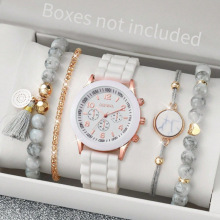 爆款 日内瓦硅胶手表 潮流时尚腕表 三眼糖果色女士手表套装