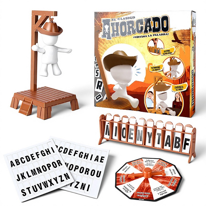 Juguetes de rompecabezas transfronterizos juegos de ahorcamiento de vaqueros juegos de mesa interactivos padres-hijos cartas adivinando palabras fiesta familiar juguetes de descompresión