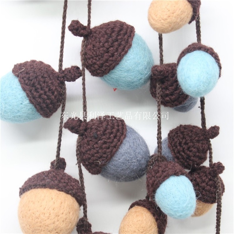羊毛毡橡果挂件 仿真橡果吊饰 圣诞装饰品 羊毛毡挂串