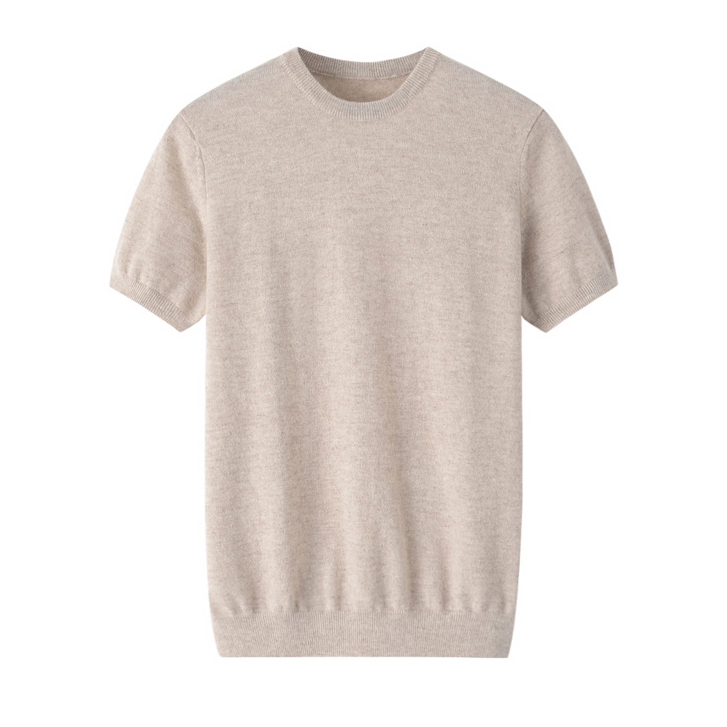 Solid cashmere knitted trend sweater, oversize, with short sleeve