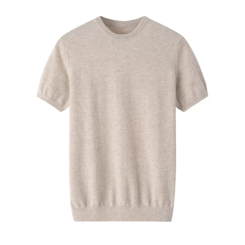 Solid cashmere knitted trend sweater, oversize, with short sleeve
