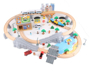 Bloques de construcción educativos de juguetes de trenes para niños de 4 a 6 años, juego de vías de tren para niños y niñas, venta al por mayor transfronteriza.