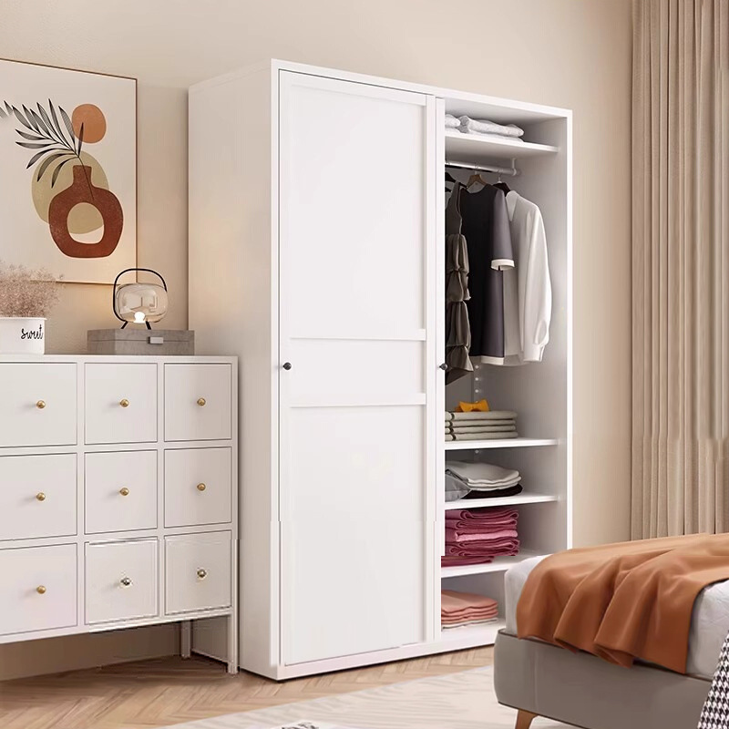 Steel Wardrobe Sliding Bedroom Home Locker Environmentally Friendly Iron Wardrobe Modern Simple Integrated Wall Storage Cabinet