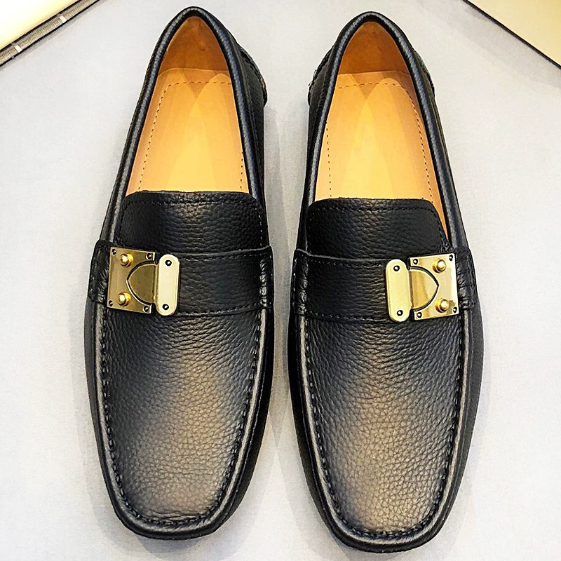 Мужские кожаные туфли в стиле casual, европейские, итальянские, британские, из натуральной кожи первого слоя, модные лоферы, туфли-слипоны