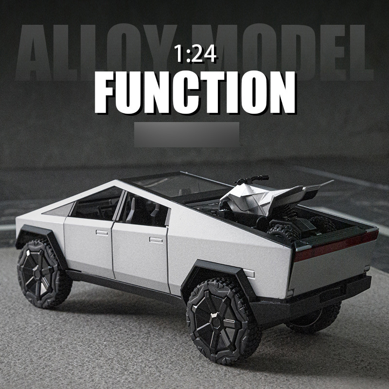 (Caja de espuma) Modelo de coche pickup Tecla de aleación a escala 1:24 con sonido y luz, modelo de coche de retroceso, coche de juguete para niños.