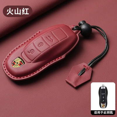 Key Cover Panamera 718 Car key bag - type-a-common-to-34-keys-volcano-red-hand-strap-buckle