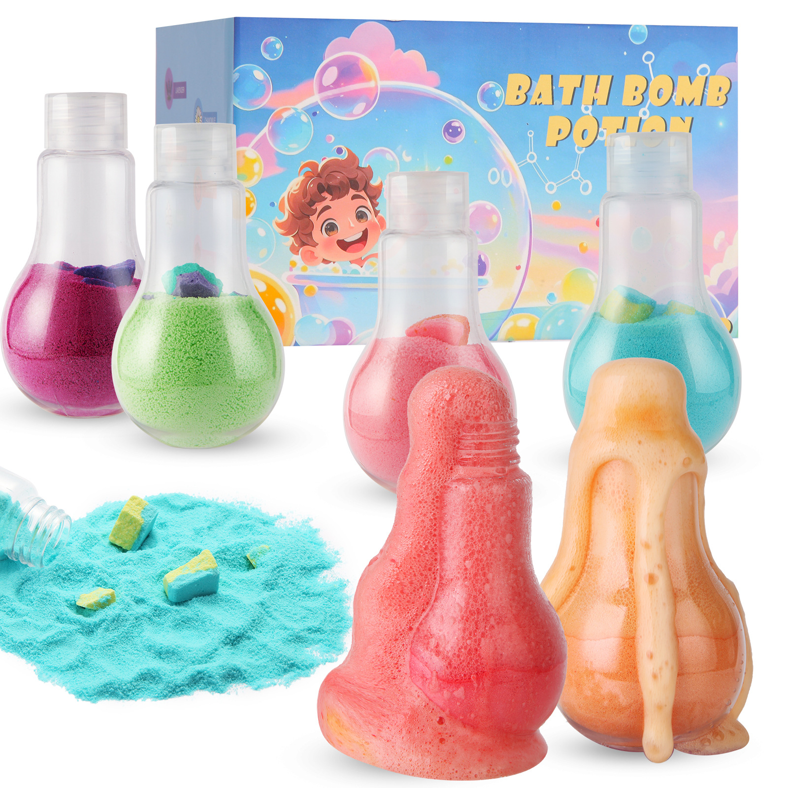 Cross-border creative magic potion bath bombs explosive salt bubble bottle bath ball bubble bomb bath powder
