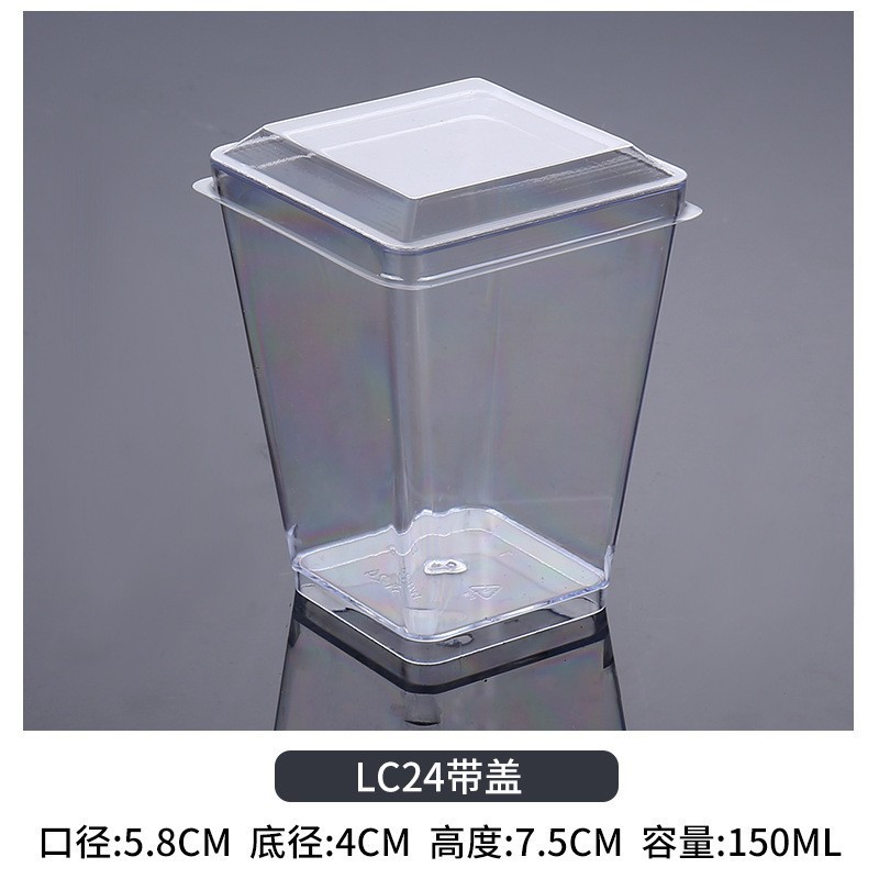 Vasos desechables transparentes para postres con tapa y cuchara, para gelatina y mousse