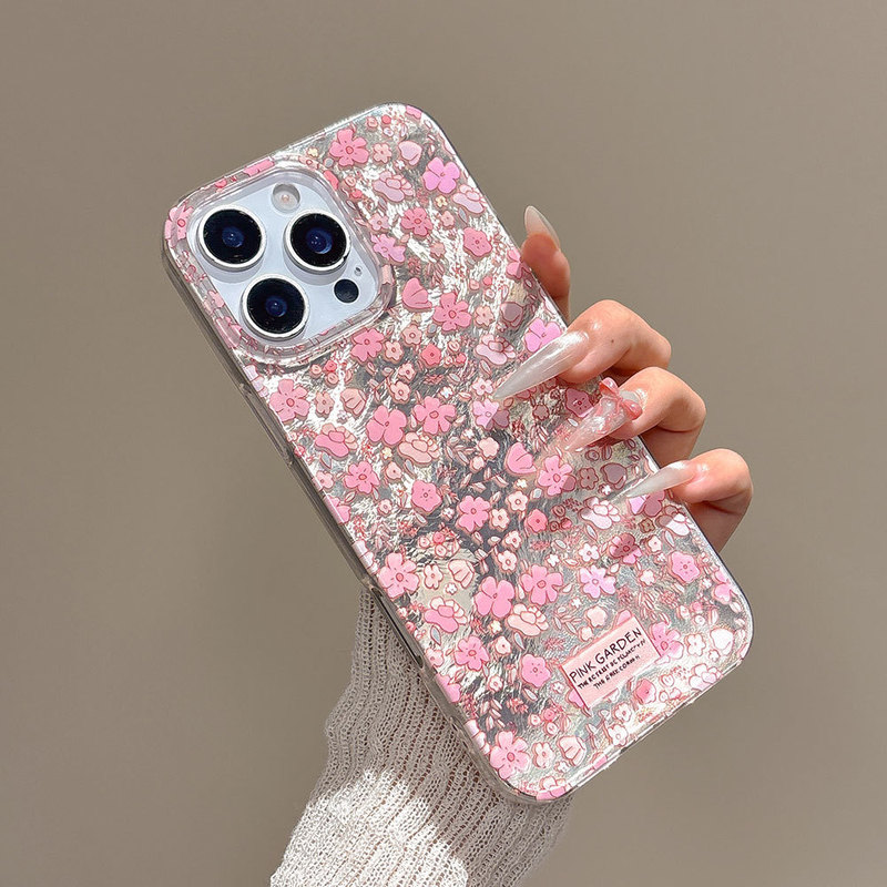 新款适用苹果iphone16pro手机壳满屏小红花潮流手机保护套ins风15|undefined