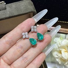 抖音直播热销轻奢高级感耳环女欧美彩宝个性帕拉伊巴水滴耳钉项链