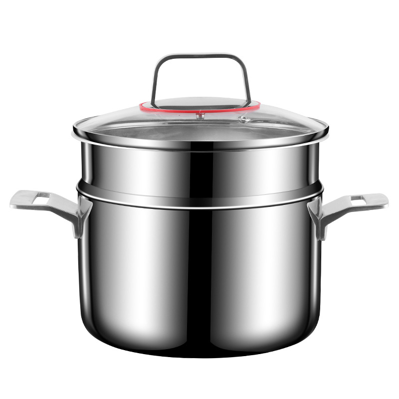 316 olla de acero inoxidable gruesa casera de vapor electromagnética de gran capacidad de cocción de gachas de doble oreja olla