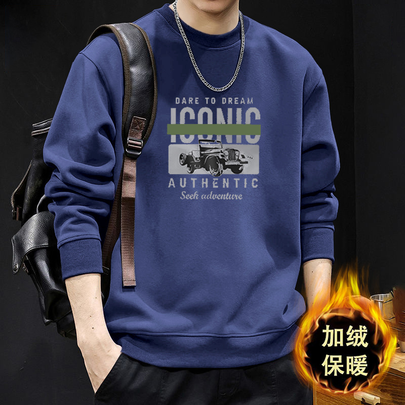 Pesado y camisa de cuello redondo para hombres nueva primavera y otoño marca de moda americana de manga larga chaqueta de otoño para hombres